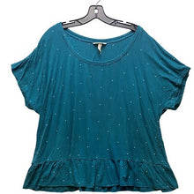 Load image into Gallery viewer, Soma Shirt Womens Extra Large Teal Green Polka Dot Ruffle Hem Top Oversized
