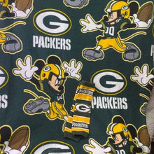 Load image into Gallery viewer, Green Bay Packers Mickey Mouse Fleece Blanket NFL Football Logo + Arm Warmers
