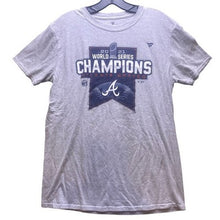 Load image into Gallery viewer, Atlanta Braves Shirt Mens Medium 2021 World Series Champions Logo Baseball Gray
