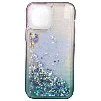 iPhone 13 Pro Phone Case Liquid Glitter Bling Purple Green