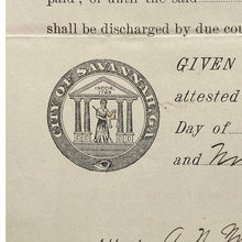 Load image into Gallery viewer, Antique 1895 Disorderly Conduct Judgement Court Paper Savanah GA Ephemera
