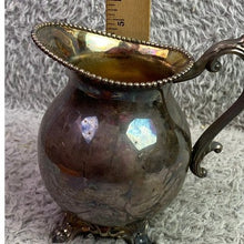 Load image into Gallery viewer, Vintage B Rogers Silver Creamer Pitcher 1883 Silver on Copper Footed 2352
