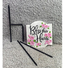 Load image into Gallery viewer, Bless This Home Garden Yard Stake Sign Pink Flowers 3D Wall Art Decor
