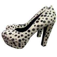 Load image into Gallery viewer, Dalmation Print Platform Stiletto Heels Womens 9M Hair Spots
