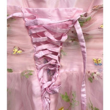 Load image into Gallery viewer, Pink Tulle Dress Womens 12 Fairycore Embroidered Corset Gothcore Streetwear
