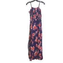 Load image into Gallery viewer, Pacific Vibes Dress Womens Extra Large Bloomcore Navy Red Maxi Smocked Sundress
