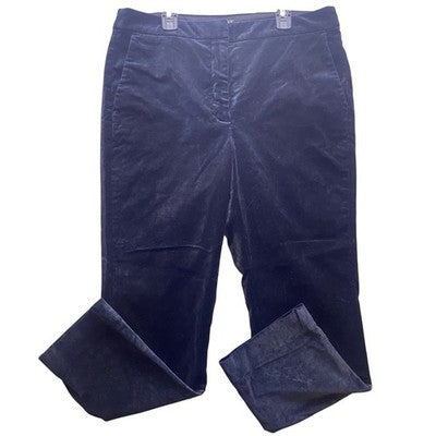 J Crew Pants Womens 12 Navy Blue Velvet Kate Career Casual Straight Leg