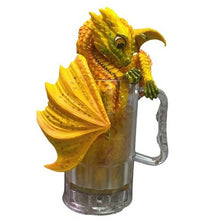 Load image into Gallery viewer, Pacific Giftware Yellow Dragon in Beer Mug Figurine 13120 Fantasy Collectible 7"
