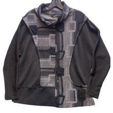 Load image into Gallery viewer, Ali Miles Jacket Tunic Womens Small Abstract Artsy Art to Wear Black Gray
