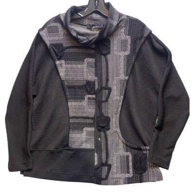 Ali Miles Jacket Tunic Womens Small Abstract Artsy Art to Wear Black Gray