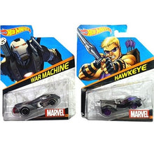 Load image into Gallery viewer, Lot of 2 Hot Wheels Marvel Hawkeye &amp; War Machine Collectible NIP
