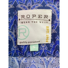 Load image into Gallery viewer, Roper Shirt Womens Small Blue Paisley Western Pearl Snap Embroidered Country

