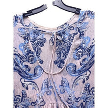 Load image into Gallery viewer, Free People Shirt Extra Small Boho Flowy Bell Sleeve Blue Pink AOP Oversized
