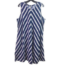 Load image into Gallery viewer, Lands End Dress Womens 1XL Linen Nautical Costal Beachy Sleeveless Stripes
