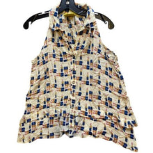 Load image into Gallery viewer, Maeve Anthropologie Shirt Womens 0 Sleeveless Button Down Lipstick AOP Collar
