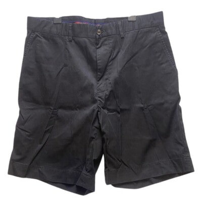 Polo Ralph Lauren Shorts Adult 34 Black Tartan Flat Front Chino Casual Golf Mens