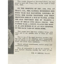 Load image into Gallery viewer, Antique 1925 Wanted Poster Ephemera Mother Murdered Child Photos Sheriff

