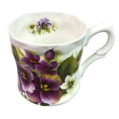 Fine Bone China Mug Floral Pansy Purple Allyn Nelson Collection England