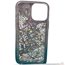 Load image into Gallery viewer, iPhone 13 Pro Phone Case Liquid Glitter Bling Purple Green
