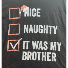 Load image into Gallery viewer, Funny Christmas Shirt Mens Large Nice Naughty Streetwear Black Spell Out
