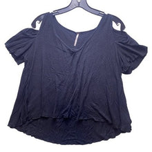 Load image into Gallery viewer, Free People Shirt Womens Small Cold Shoulder V-Neck Flowy Black Oversized
