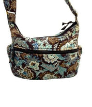 Load image into Gallery viewer, Vera Bradley Small Purse Teal Brown Quilted Paisley Shoulder Bag Handbag
