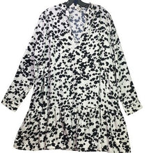 Load image into Gallery viewer, Flawless Dress Womens Large Oversized Flowy Ruffle AOP Preppy Academia Office
