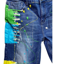 Load image into Gallery viewer, Rutherford Shorts Mens 36 Distressed Thrashed AOP Slim Streetwear Skater Grunge
