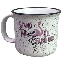 Load image into Gallery viewer, Flamingo Mug Coffee Cup Speckled Enamel Over Metal NIB
