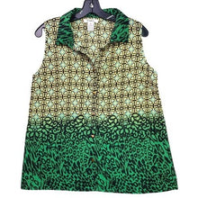 Load image into Gallery viewer, Pinky Blouse Womens Medium Sleeveless AOP Leopard Sheer Festival Career Office
