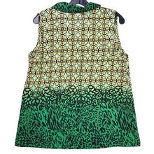 Load image into Gallery viewer, Pinky Blouse Womens Medium Sleeveless AOP Leopard Sheer Festival Career Office
