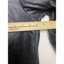 Load image into Gallery viewer, Vintage Paris Sport Club Trench Coat Womens Medium Black Leather Lined 90's 46"
