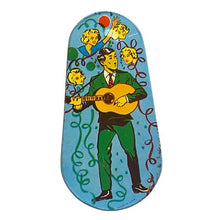 Load image into Gallery viewer, Four 4 Vintage Tin Litho Noise Makers Clacker Clown Wooden Handles Festival USA
