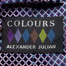 Load image into Gallery viewer, Alexander Julian Colours Necktie Mens Purple Geometric Career
