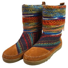 Load image into Gallery viewer, Toms Moccasin Boots Womens 6.5 Rainbow Knit Aztec Southwest Sustainable
