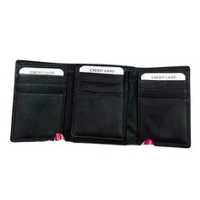 Load image into Gallery viewer, Mens Black Leather Trifold Wallet CN 868 NIB
