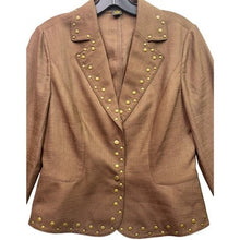 Load image into Gallery viewer, Grace Elements Blazer Womens 4 Brown Western Studded Jacket Career Professional
