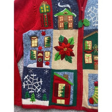 Load image into Gallery viewer, VTG Tiara International Sweater Women Extra Large Full Zip Christmas Embroidered
