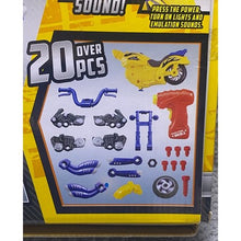 Load image into Gallery viewer, Take Apart Motorcycle Toy Drill 2 in 1 Model Change Lights Sounds 20 Pieces
