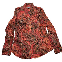 Load image into Gallery viewer, Lucky Brand Shirt Womens Medium Paisley AOP Office Career Preppy Academia
