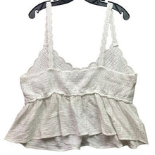 Load image into Gallery viewer, Forever 21+ Shirt Womens 1XL White Chrochet Cropped Flowy Boho Hippie Festival
