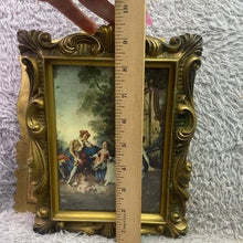 Load image into Gallery viewer, Pair of Vintage Rococo Style Wall Art Prints Ornate Gold Framed
