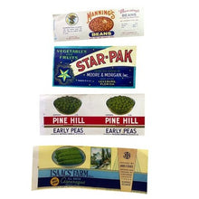 Load image into Gallery viewer, Lot of 4 Vintage Canned Vegetable Labels
