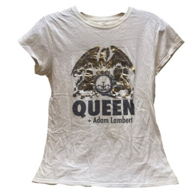 Queen Adam Lambert Shirt Womens Medium Graphic Grunge Punk Rock Streetwear White