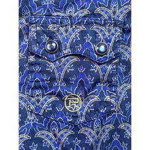 Load image into Gallery viewer, Roper Shirt Womens Small Blue Paisley Western Pearl Snap Embroidered Country
