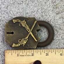 Load image into Gallery viewer, Cowboy Western Padlock Guns Lock with Key Rustic Decor Collectible
