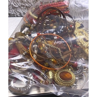 Mystery Jewelry Bag Boho Hippie Themed Clean Wearable Pieces Over 1.5 lbs