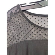 Load image into Gallery viewer, Anne Klein Blouse Womens 1XL Black Polka Dot Sheer Yoke Mature Old Money
