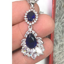 Load image into Gallery viewer, Blue Crystal Marquise Teardrop Ring Earrings Necklace Set Gift Box Cocktail
