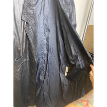 Load image into Gallery viewer, Vintage Paris Sport Club Trench Coat Womens Medium Black Leather Lined 90's 46"
